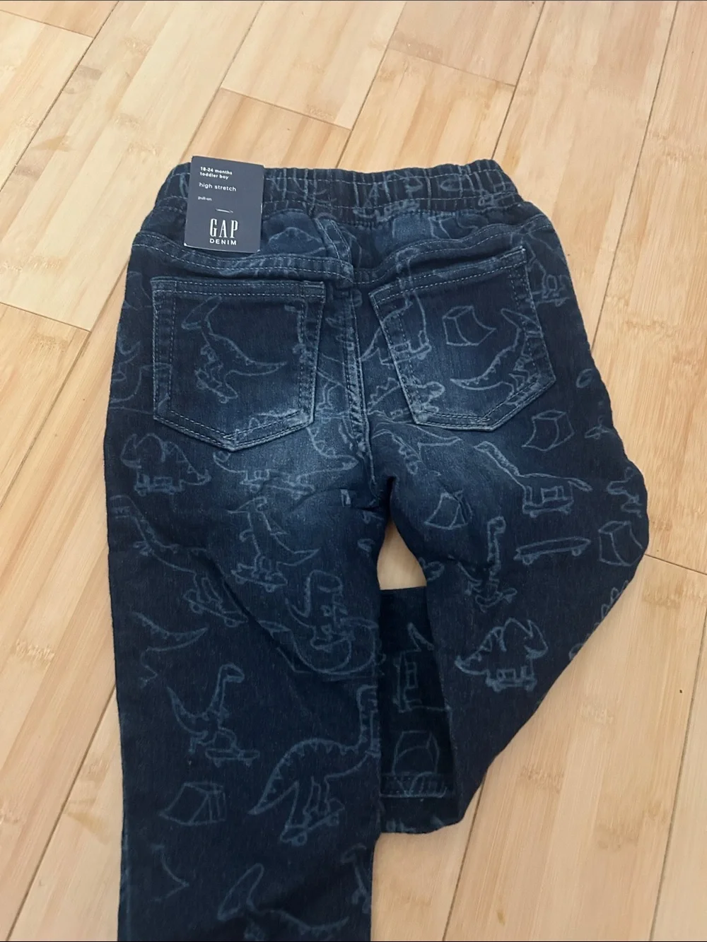 GAP Kids Dark Blue Dino Print Pull-On Jeans